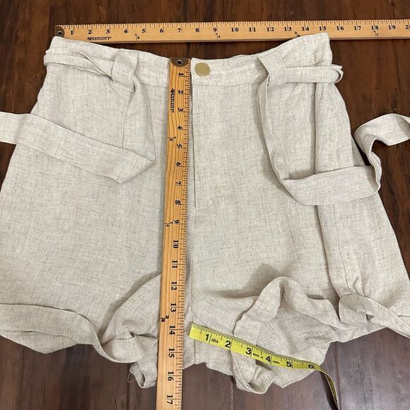 SHOW ME YOUR MUMU Hadley Linen-Blend Shorts Beige High Rise Belted NWT - Picture 12 of 12